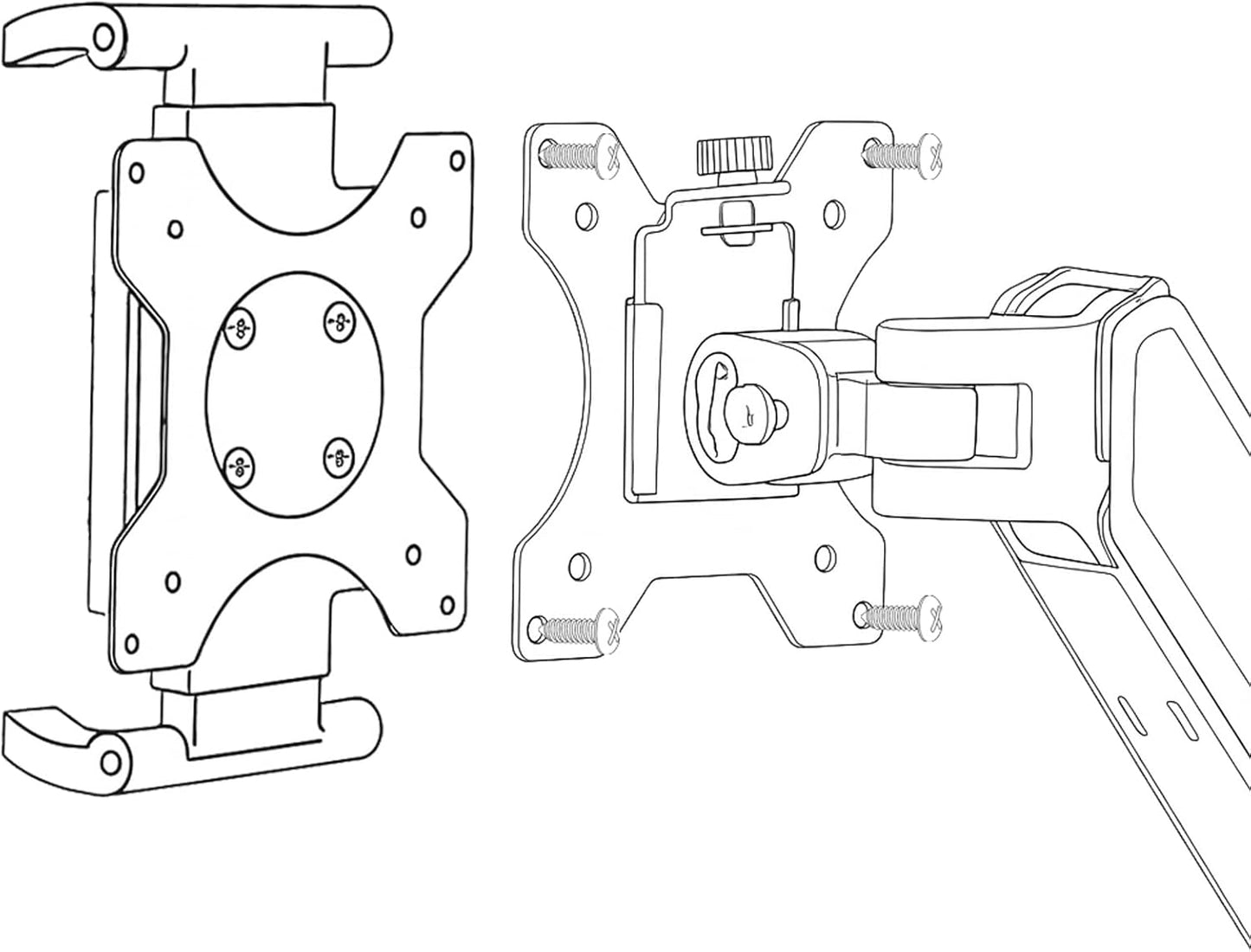 Universal VESA Mount Adapter for Tablets – Spring Clamp Holder for iPad and Portable Monitors up to 15.6″ – Fits VESA 75x75 & 100x100 – Compatible with Surface, Galaxy Tab, and 2-in-1 Laptops
