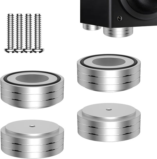 Viborg HiFi Speaker Spikes Stand Feet, 58 * 22MM, 4X Isolation Feet Pad Speaker Isolator Shock Absorber with Rubber Ring and Mounting Screws(M4*0.7) for AMP Turntable DAC Recorder