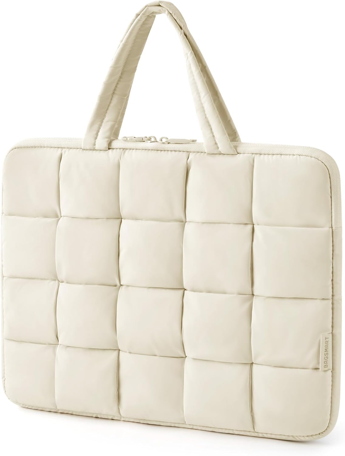 BAGSMART 15.6 Inch Laptop Case, Lightweight Puffy Laptop Sleeve with Handle, Compatible with MacBook Air Pro 15 16 Inch M4 M3 M2 M1, Laptop Bag for Women Fitted with Dell,HP, Beige