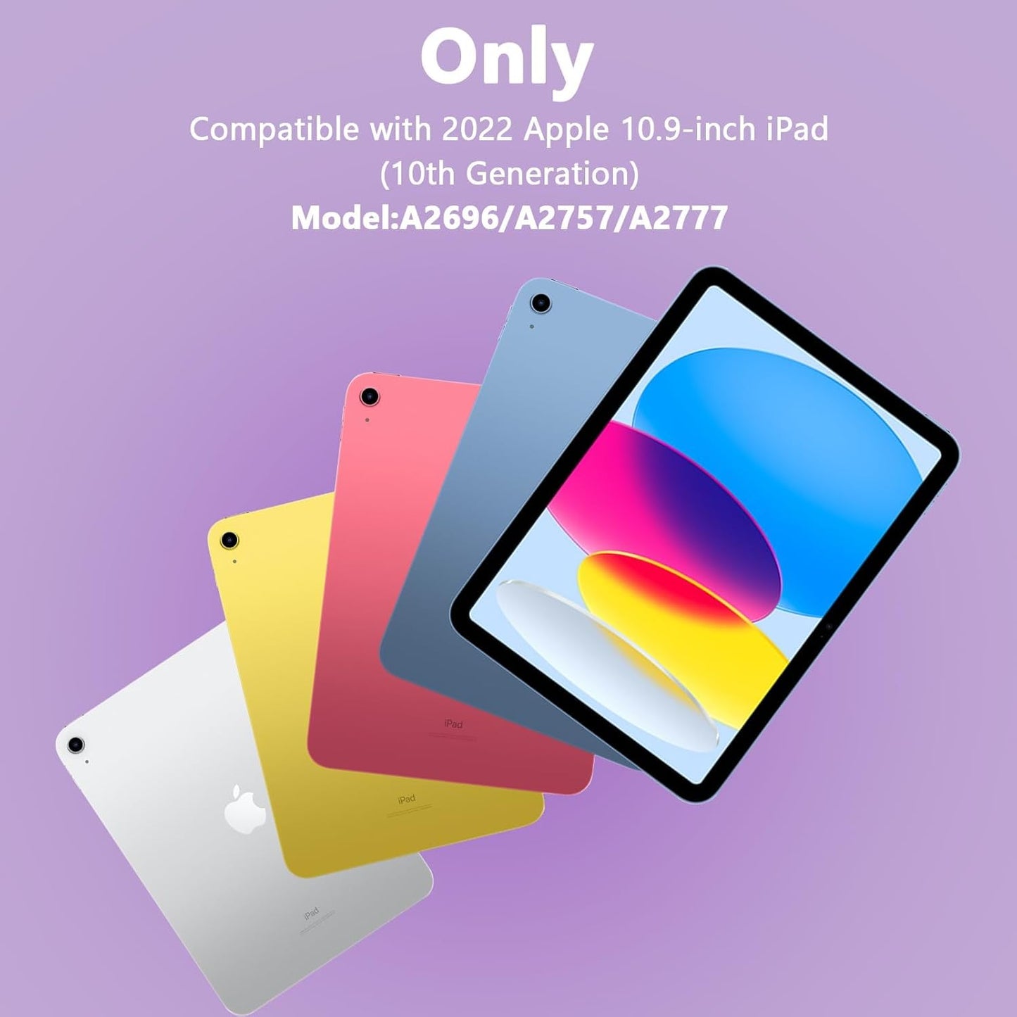 for iPad A16 11th Generation/10th Generation Case with Keyboard,Touch Keyboard for iPad 11" /10th Gen 10.9 inch 2022-10 Color Backlight, 360° Rotatable Protective Cover (Purple)