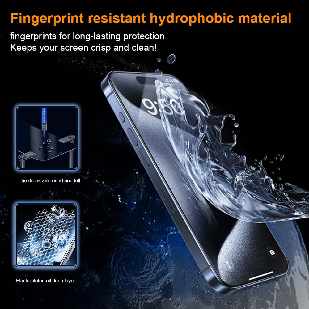 OneFish Screen Protector for Iphone 14 Pro Max, HD Clarity Tempered Glass Film 9H+ Hardness, with Hassle-Free Installation Frame, Dust-Free Bubble-Free Anti-Fingerprint, 2Pack