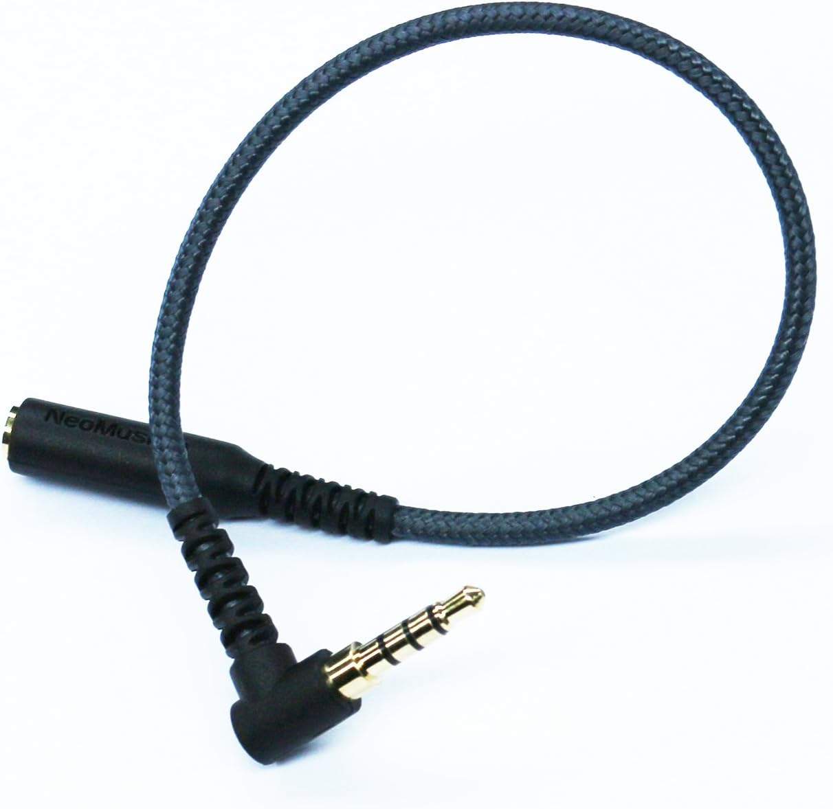 100cm(3.2ft) Right Angle 4 Pole 3.5mm 1/8 inch Male to 4 Pole 3.5mm 1/8 inch Female Stereo Audio Headphone Earphone Extension Cable Adapter Cord Tangle-Free Braided Wire