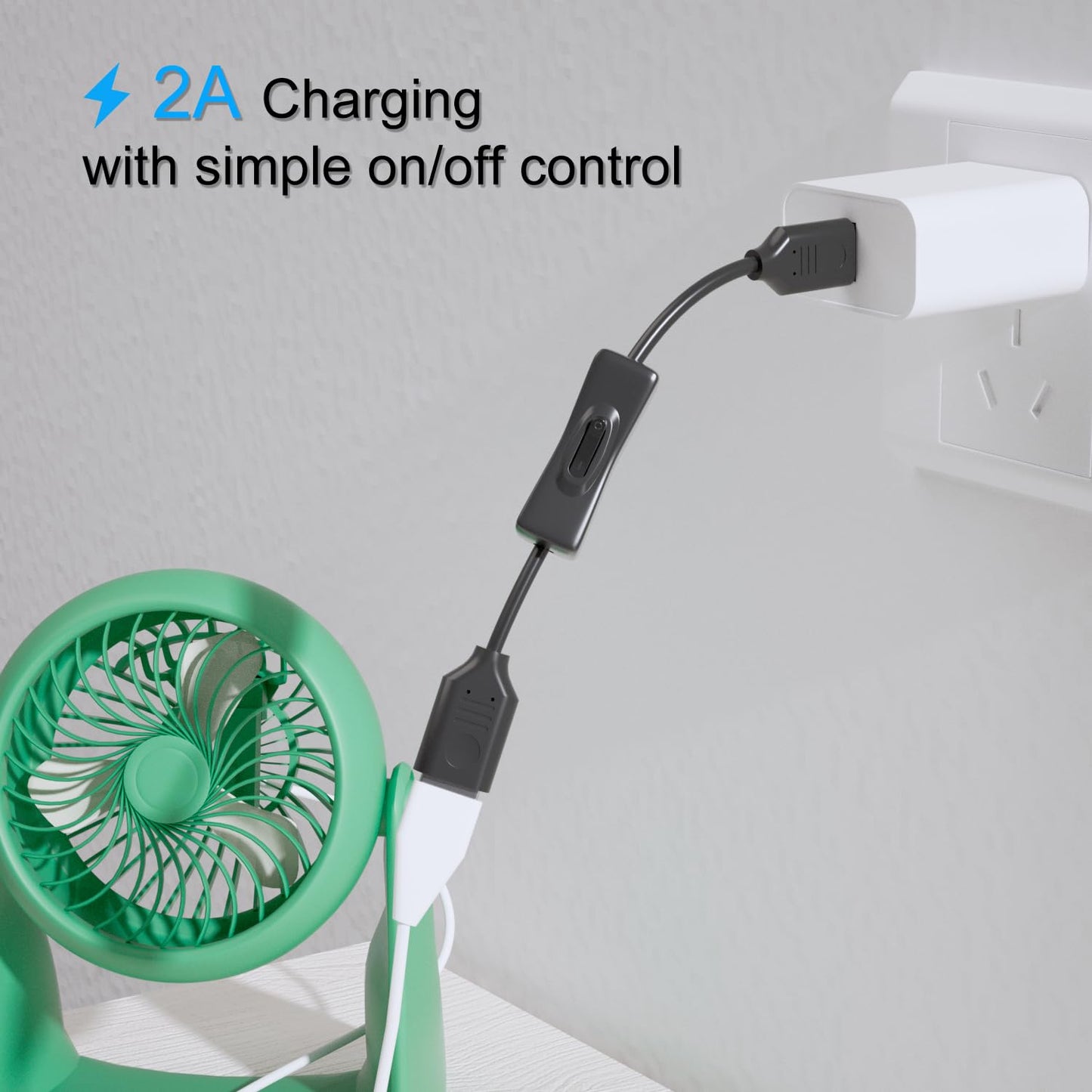 USB On/Off Switch Cable 2-Pack,2A Charging 480Mbps Data,Type-A 2.0 Power Extension Cord with ON/OFF for PC Computer,Laptop,TV,Car,PS4/PS5/Xbox,USB Fan Lamp LED Keyboard Mouse Flash Drive,Raspberry Pi