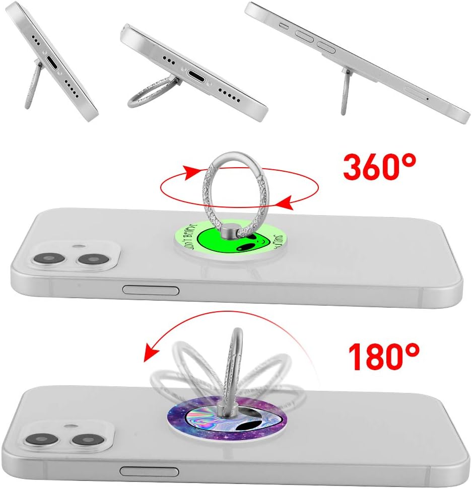 Bonoma Phone Ring Grip, 3 Pack Aliens 360 Degree Rotation 180 Degree Flip Finger Ring Stand Holder Compatible with Smartphones and Tablets