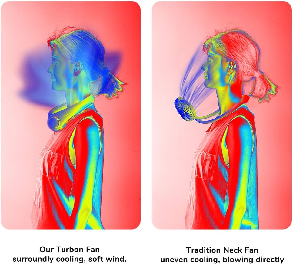 JISULIFE Portable Neck Fan, Hands-Free Bladeless, 5 Speeds, 4000 mAh Battery Operated Wearable Personal Fan, Twistable, Rechargeable, Gift for Women Men-Black