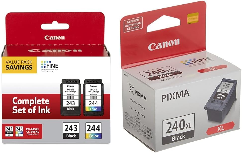 Canon PG-243/ CL-244 Ink Multi Pack, Compatible to TR4520, MX492, MG2520, MG2922 & PG-240 XL Black Ink Catridge Compatible to Printer MG2120, MG3120, MG4120, MX512, MX432, MX372