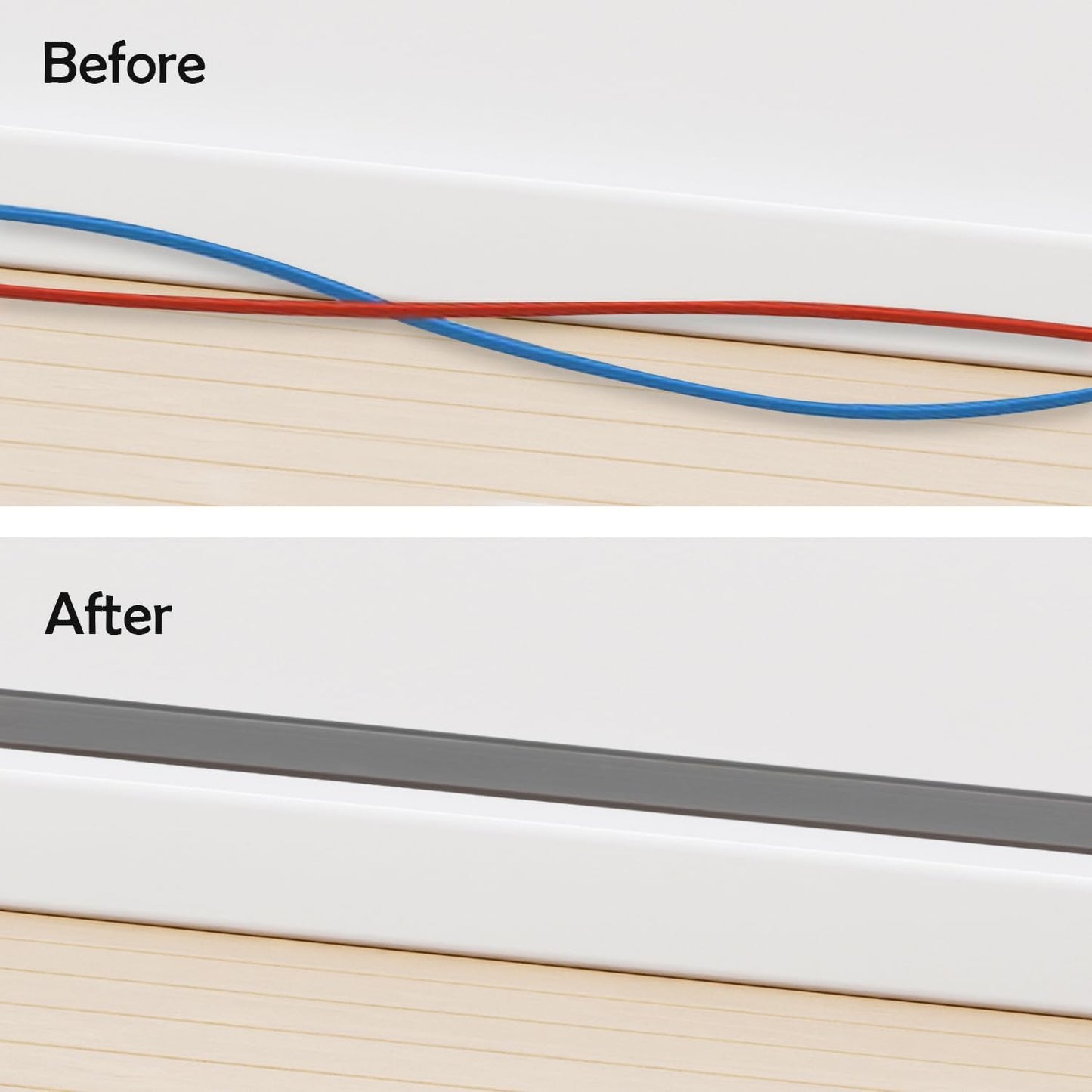 Rubber Bond TV Cord Hider Cable Protector - Strong Self Adhesive Wall Cord Cover Cable Hider - Low Profile Cable Management Wall Cord Concealer Cable Raceway (Grey, 6 Feet)