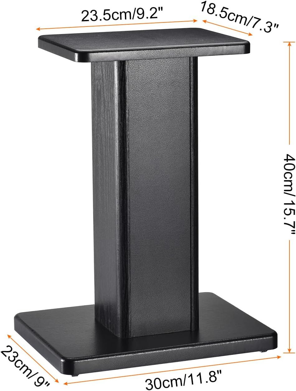 MECCANIXITY Wood Speaker Stands, 2 Pack 15.7 Inch (40cm) Universal Speaker Stand Hollowed Bases Enhanced Audio Listening for Home Theaters Cinema