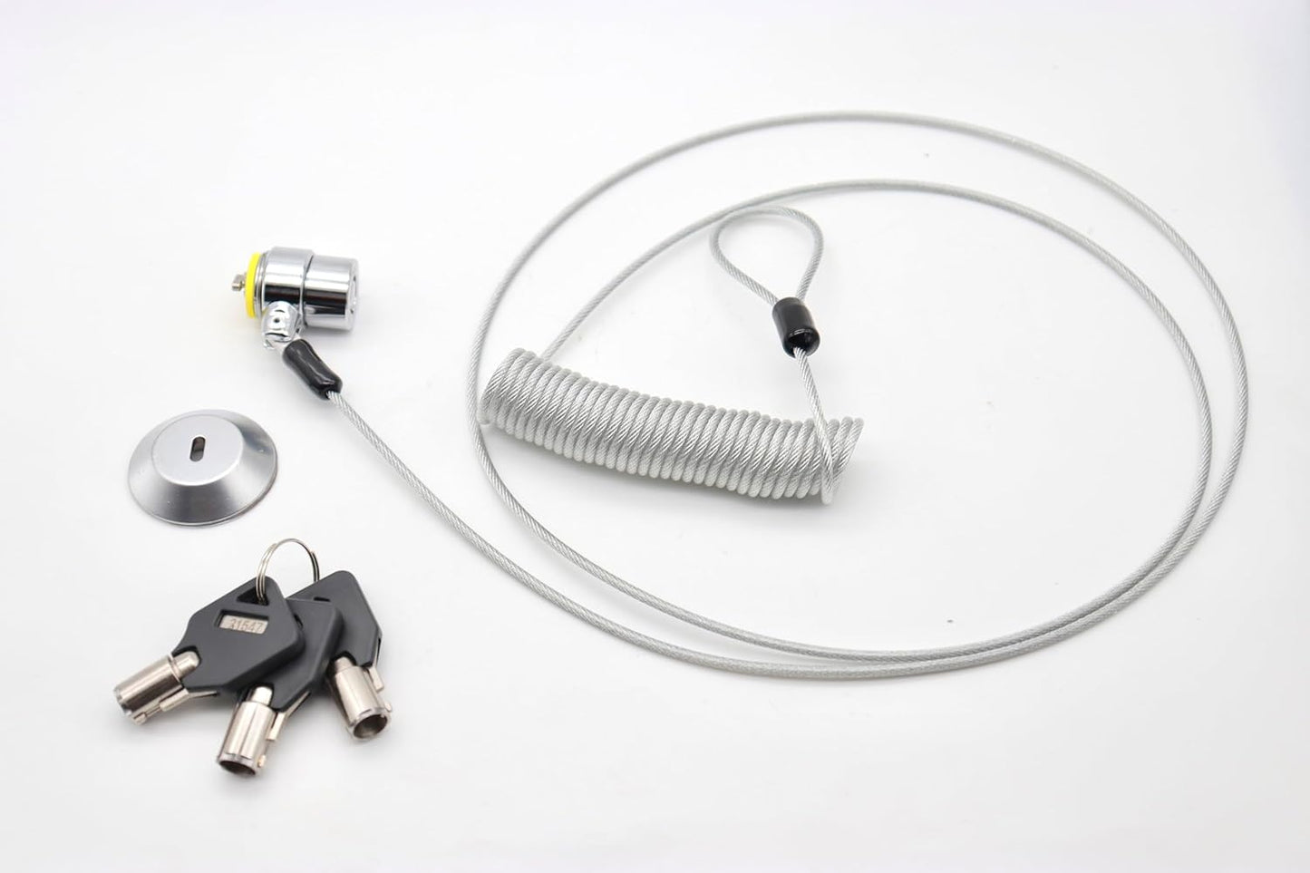 10-Foot Retractable Anti-Theft Steel Cable Lock with Lock Plate, Suitable for laptops, Tablets, Monitors, and Mobile Phones (Silver, 1 Pack)