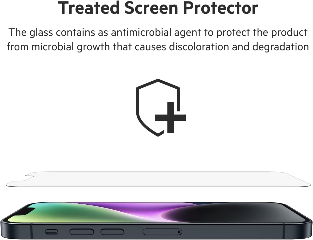 Belkin Tempered Glass Treated Screen Protector for iPhone 14, iPhone 13, & 13 Pro - Scratch-Resistant Impact Protection w/Included Easy Align Tray for Bubble-Free Application