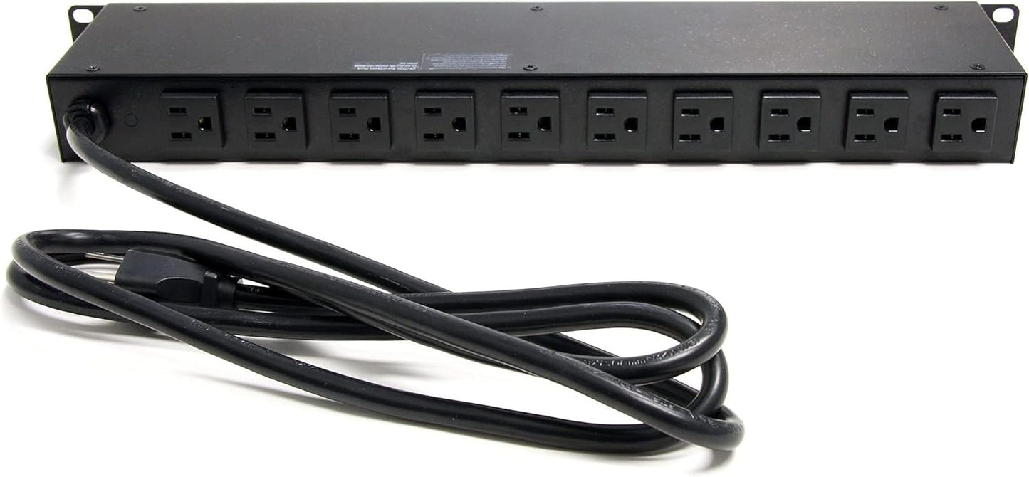 StarTech.com 16 Outlet Horizontal 1U Rack Mount PDU Power Strip for Network Server Racks - Surge Protection - 120V/15A - 6ft Power Cord (RKPW161915)