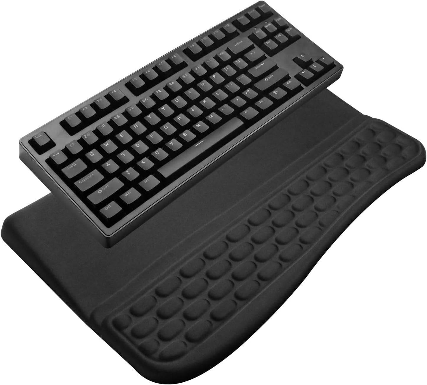 Computer Keyboard Stand Pad with Wrist Rest, Ergonomic Comfy Tilted Keyboard Holder, Keyboard Tray Support for Office Home (02-Black)