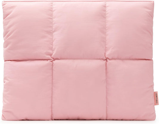 Comfyable Puffy Laptop Sleeve 13 Inch 14 Inch, Quilted Puffer Laptop Carrying Case for Women, Pillow Case Compatible with MacBook Air M4 2025 M3 M2 M1, MacBook Pro M4 Pro/Max, Pink