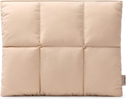 Comfyable Puffy Laptop Sleeve 13 Inch 14 Inch, Quilted Puffer Laptop Carrying Case, Pillow Case Compatible with MacBook Air M4 2025 M3 M2 M1, MacBook Pro M4 Pro/Max, Sand