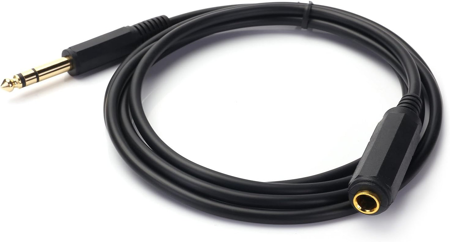 Disino 1/4 Inch Male to Female Stereo Extension Cable Gold Plated Quarter inch Headphone Extension Cable Cord- 6FT/1.8 Meters