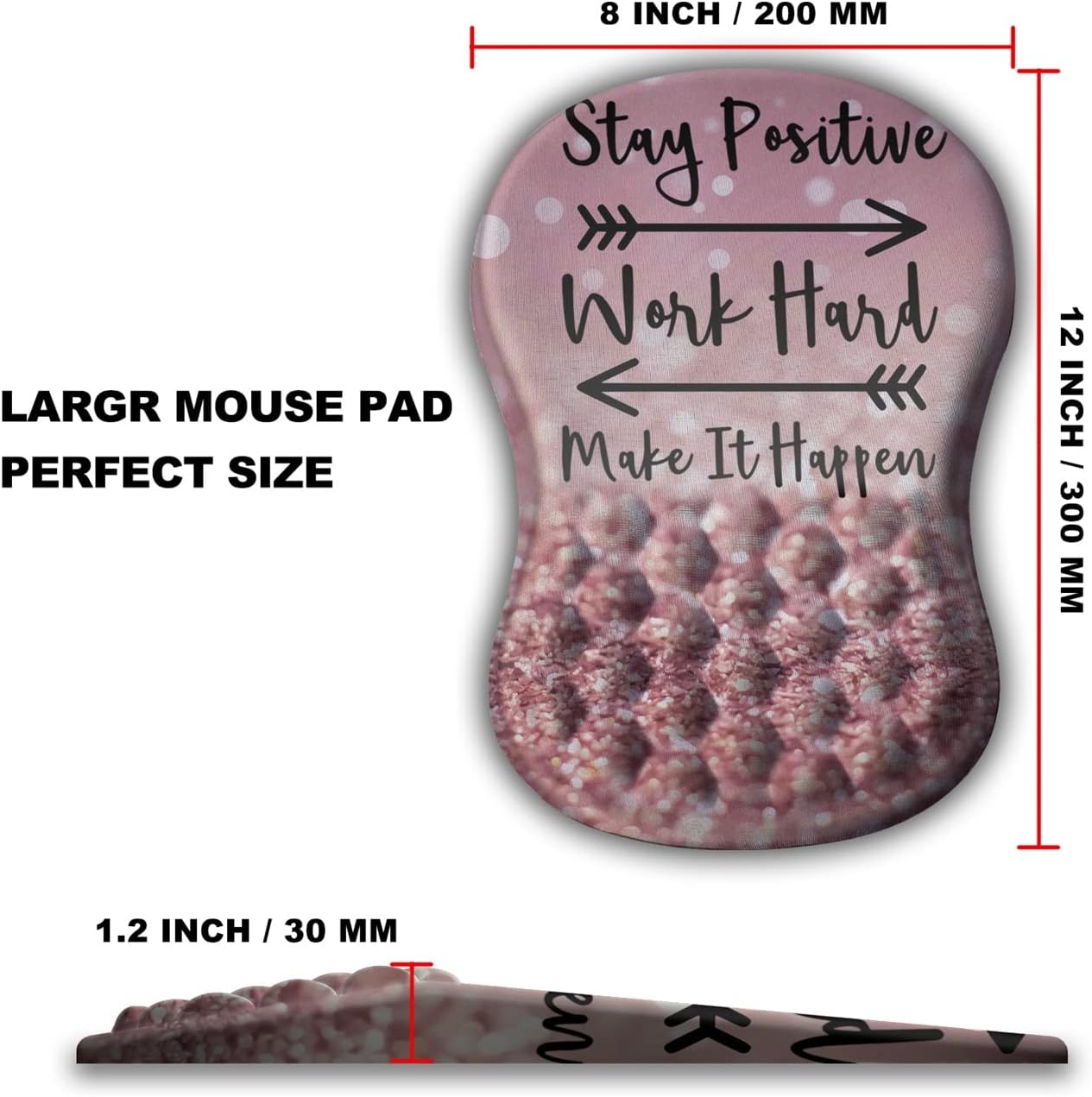 Mouse Pad Wrist Support, Ergonomic Mouse Pad with Massage Dot, Comfortable Computer Mouse Pad for Laptop, Wrist Rest Pain Relief Mousepad with Non-Slip PU Base for Office & Home, 12 x 8 in