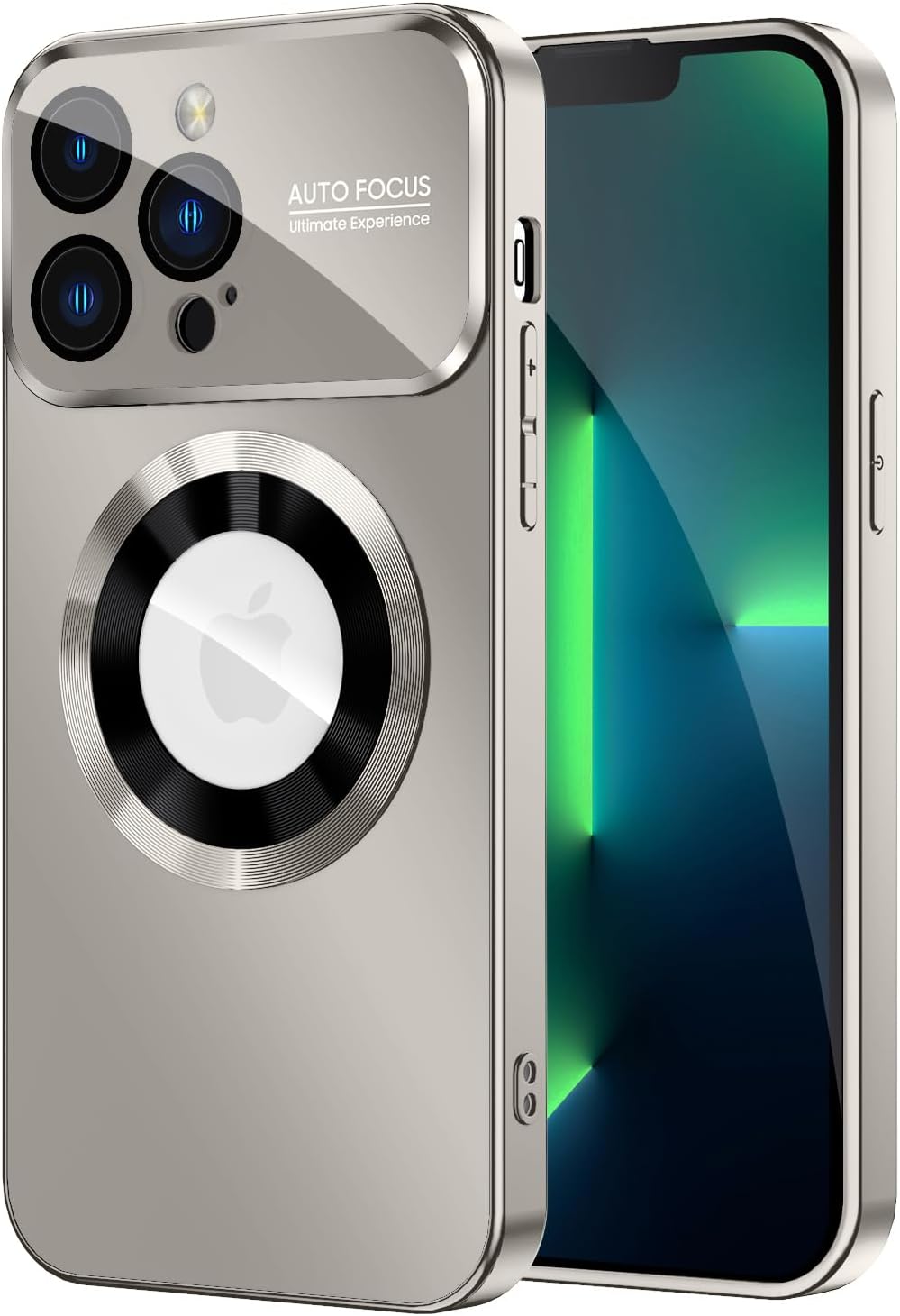 Magnetic for iPhone 13 Pro Max Case, Compatible with MagSafe, Built-in Camera Lens Protector, Logo View, Military Grade Drop Proof Phone Case Cover, Titanium Gray