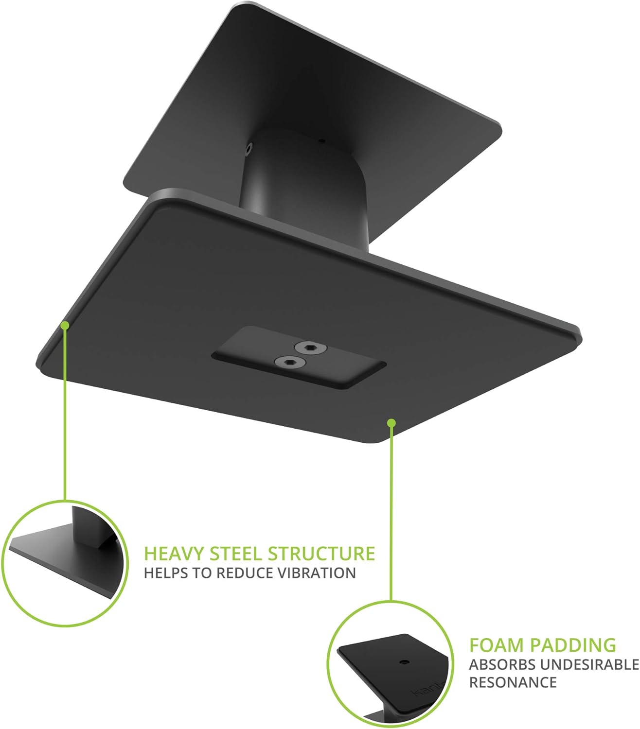 Kanto SP6HD Desktop Speaker Stands for Medium/Large Bookshelf Speakers & Mid-Size/Full-Size 4”-7” Studio Monitors | 6" Tall | Black | Pair