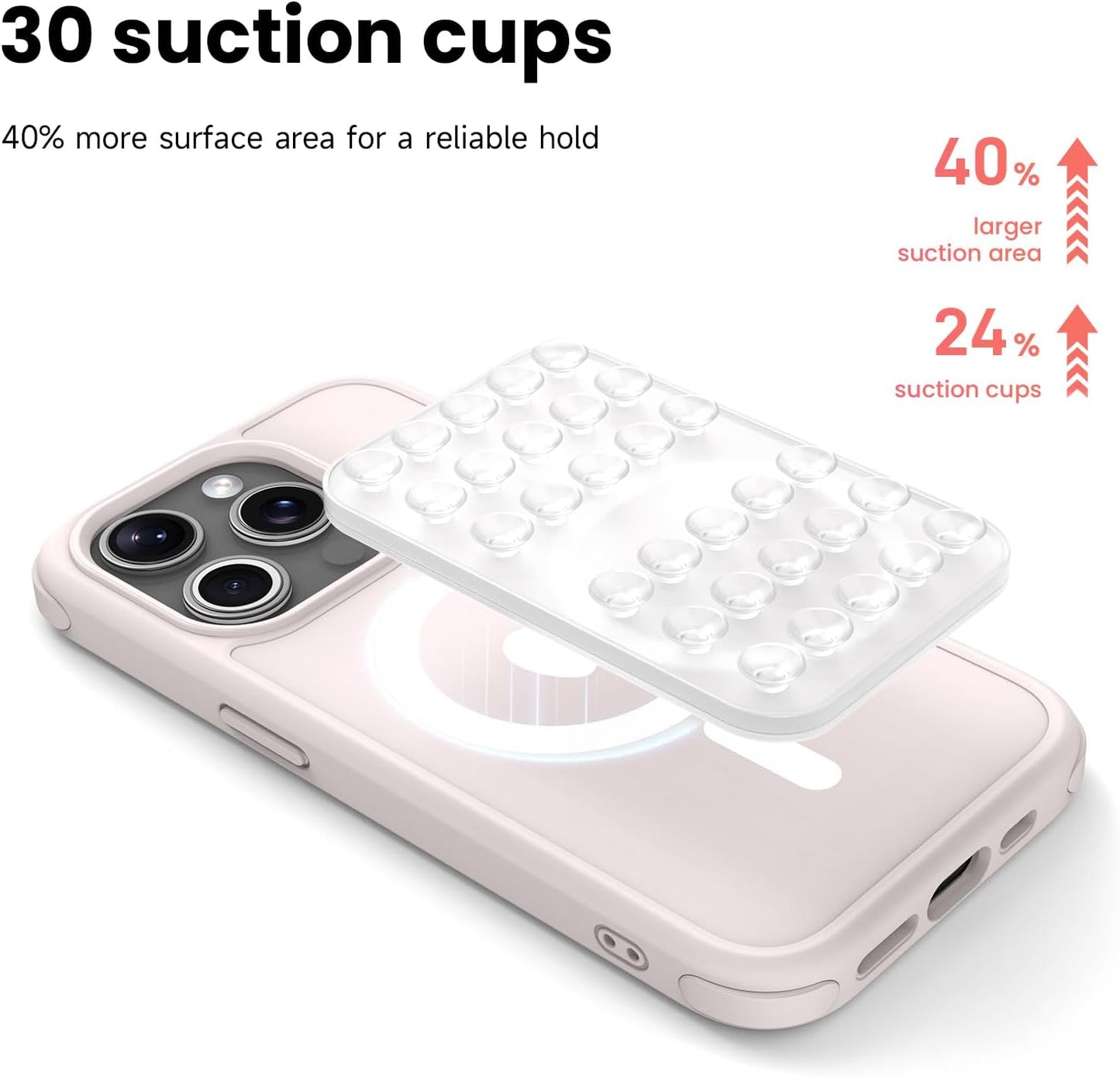 Patented Magnetic Sticky Phone Suction Grip Mount for MagSafe Case,Magnet Silicone Portable Stand Holder for iPhone 16/15/14/13/12 Series and Android, Hands-Free Selfies and Videos,Transparent