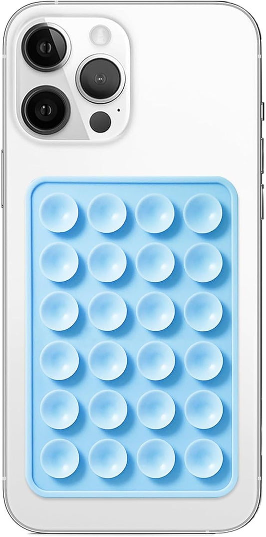 Silicone Suction Phone Case Mount, Non Slip Sticky Phone Grip for Cellphone, Silicon Adhesive Suction Cup Phone Mount, Strong Grip Holder for Selfies and Videos (Baby Blue)