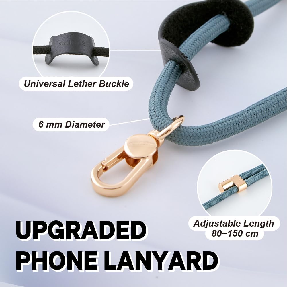 Universal Phone Lanyard, Anti-Theft Crossbody Strap for iPhone 15 Pro Max and Most Smartphones, Adjustable Cell Phone Neck Holder w/ 2 Non-Adhesive Tether Tabs for Men and Women, Teal/Gold