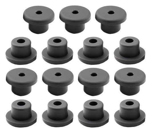 15 pcs 9/16" Drill Hole，1/4" ID Black Silicone Top hat Rubber Grommets for Wiring，Automotive，Firewall，Hole Plug，Desk，Screw，Water and Gas Pipe，Drain，House Siding，Cable Bushing，Glass，Wire Plug