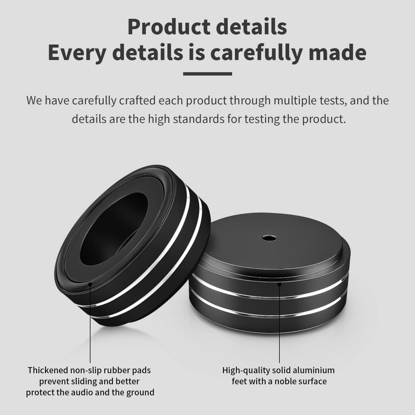 Viborg HiFi Speaker Spikes Isolation Feet Pads 58x22MM, 4X Audio Shock Absorber Aluminum Subwoofer Isolator with Rubber Ring and Mounting Screws(M4*0.7) for AMP Turntable DAC Recorder