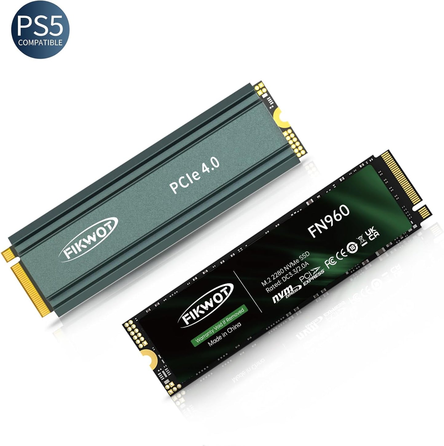 FN960 4TB M.2 2280 PCIe Gen4 x4 NVMe 1.4 Internal Solid State Drive with Heatsink - Speeds up to 5,000MB/s, Dynamic SLC Cache, Compatible PS5 Internal SSD