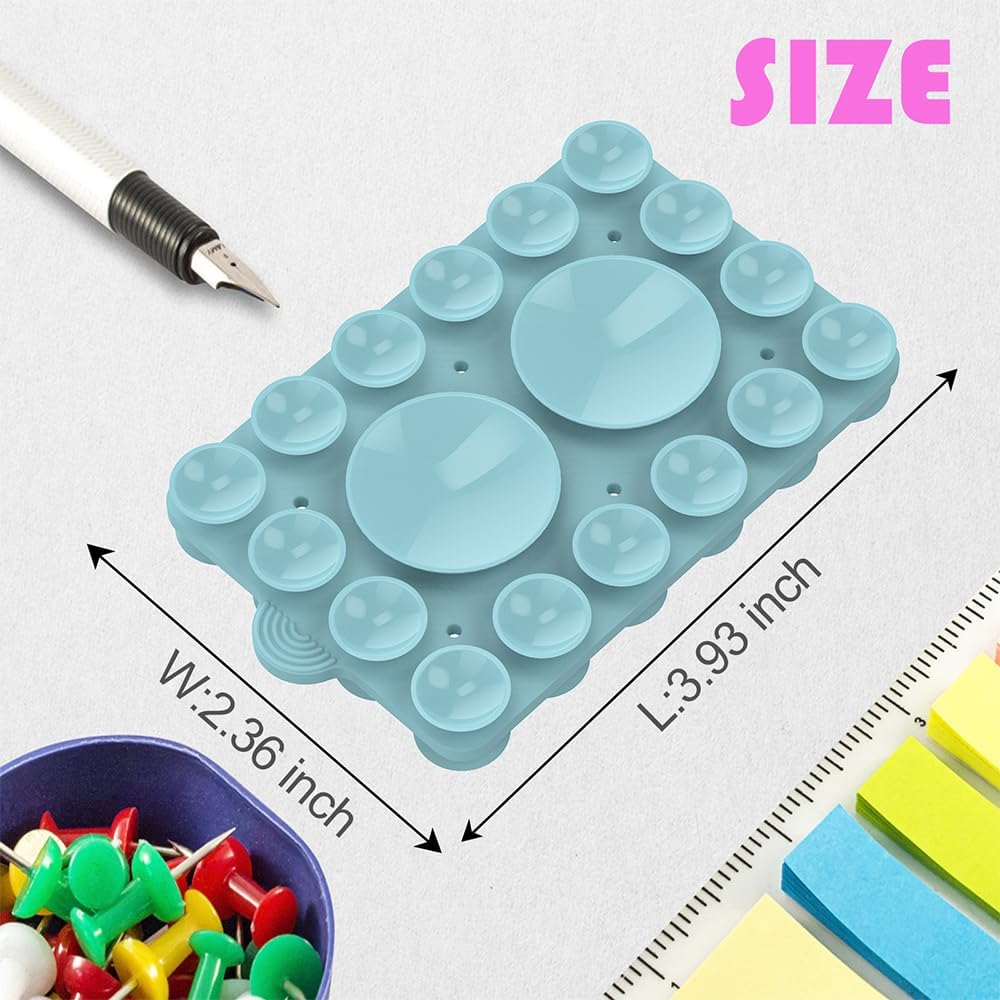 Silicone Suction Phone Holder Mount,Silicon Adhesive Phone Accessory for iPhone and Android, Hands-Free Mirror Shower Phone Holder,TikTok Videos and Selfies (Sky Blue 2Pack, Double Sided)