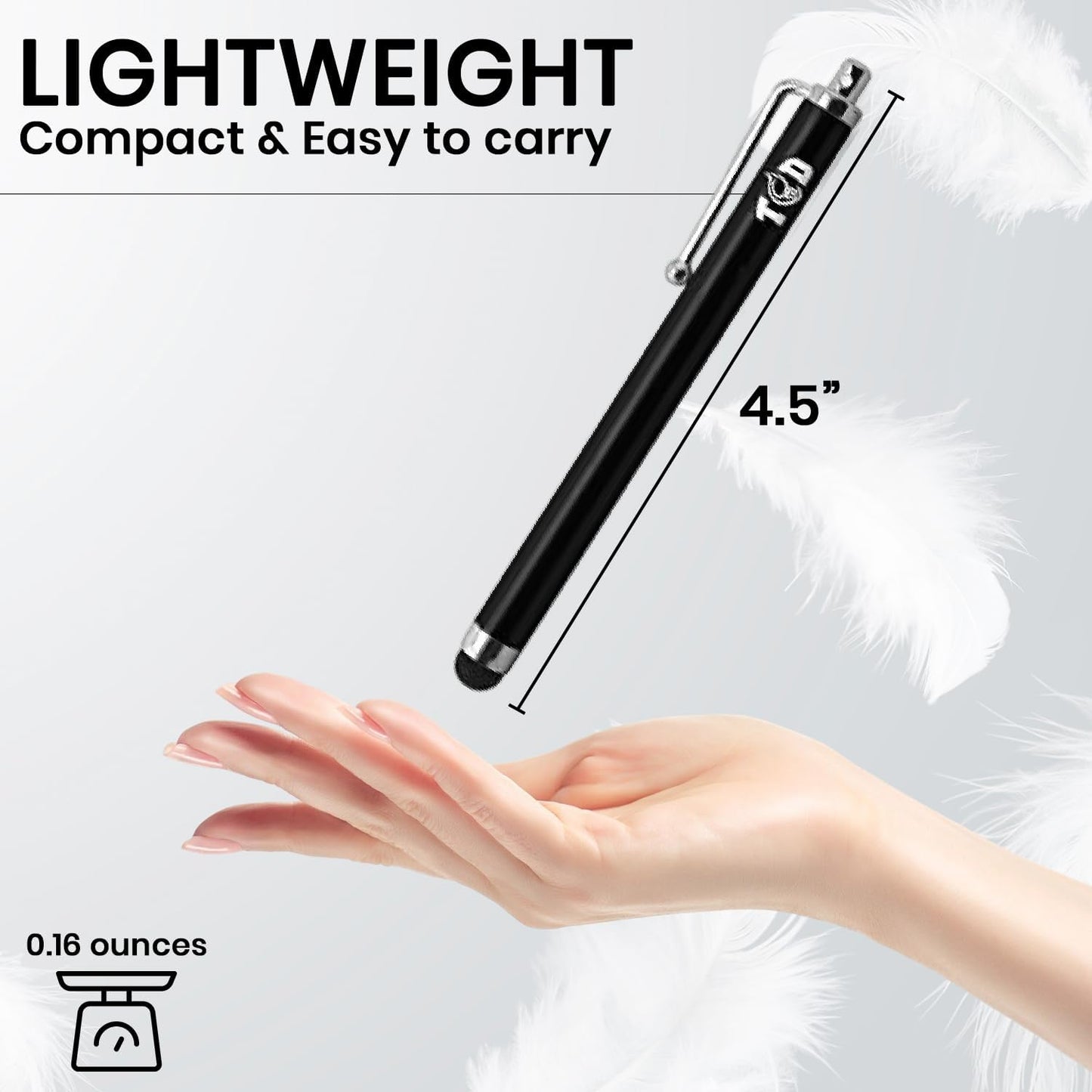 TCD 10-Pack Stylus Pen Set – Universal Capacitive Pen for iPad, iPhone, Tablet, Laptop – Premium Thick Rubber Tip Styluses for All Touchscreen Devices, Black