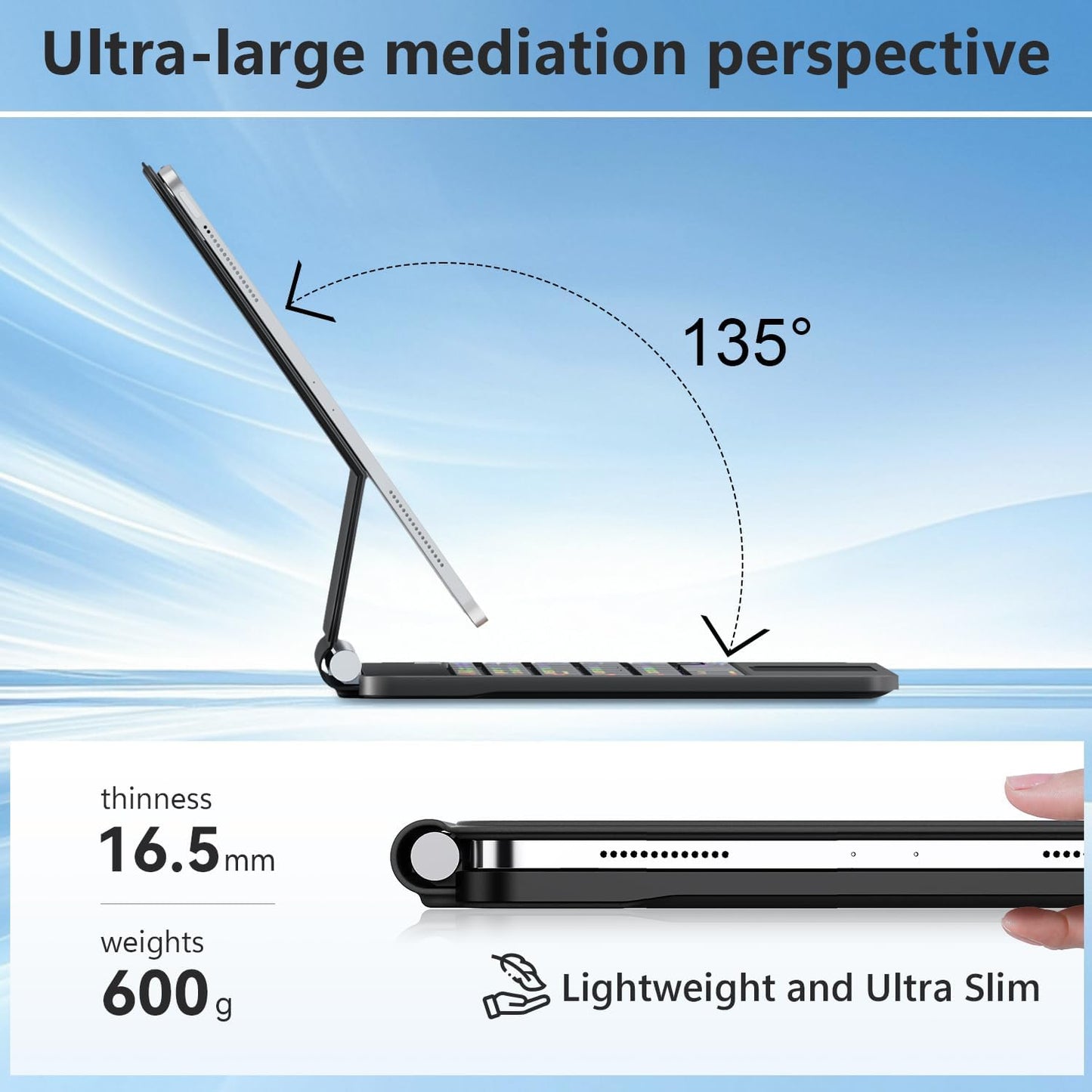 Keyboard Case for iPad Air 11-inch (M3 2025 / M2 2024) & iPad Pro 11 inch(1st/2nd/3rd/4th Generation)，Magic Magnetic Backlit Keyboard Case with Multi-Touch Trackpad- Easy-Set Floating Cantilever Stand