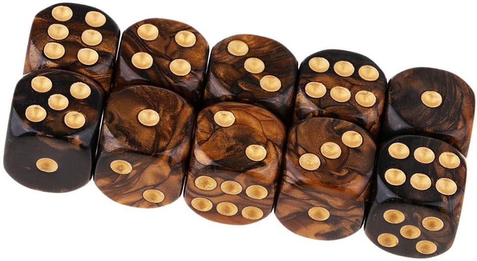 20PCS Polyhedral D6 Dice 16mm Acrylic 6 Sided Dice Game Dice for RPG MTG DND Dice Table Games (Green Black and Black Gold)