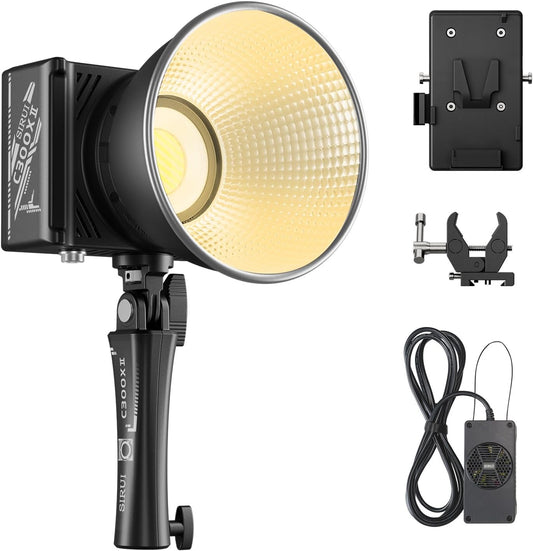 SIRUI C300XII 310W Portable LED Video Light - Ultra Lightweight 0.96kg, App & Bluetooth Control, V-Mount/AC/DC Power, 2700-6500K CCT for Studio/Outdoor