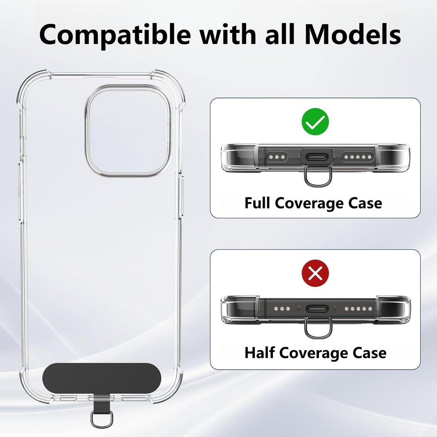 Crossbody Phone Lanyard Strap with 2 Pack Patchs, Adjustable Universal Nylon Neck Strap