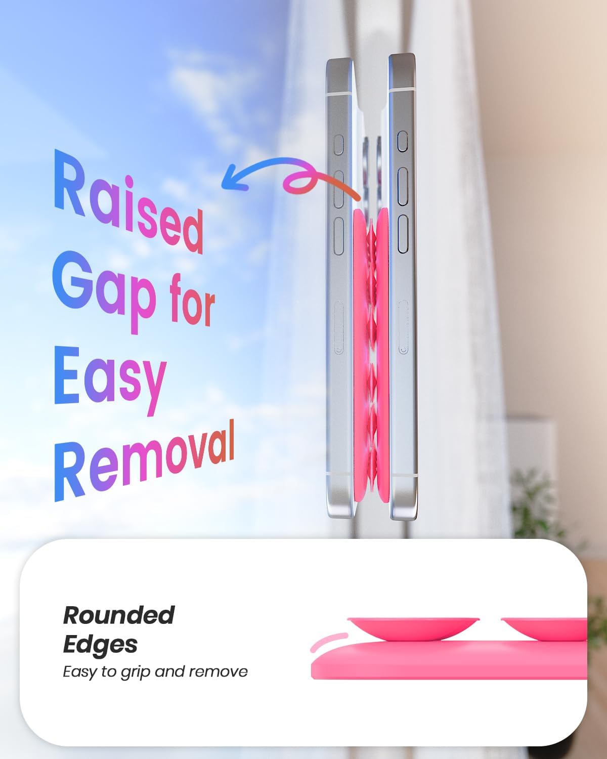 Klearlook Magnetic Suction Phone Mount for MagSafe Case, Removable Sticky Phone Grip Holder for Hands-Free Makeup/Selfie/Live Streaming/Vlog for TikTok & Instagram Influencer/Creator, Hot Pink