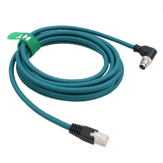 Ethernet Cable for Keyence IV3 SR5000 Cognex DataMan 260 280 380 370 470 580 Barcode Reader Sensor, 8 Pin X-Coded Angled M12 to RJ45 Shielded 3m