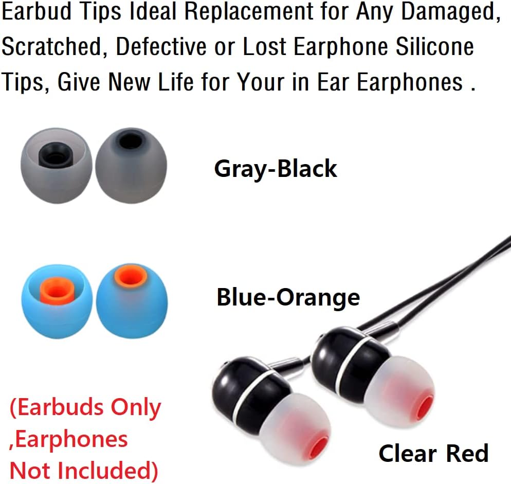 Silicone Earbud Tips Earbuds Replacement Ear Tips Gels Bud for Popular in-Ear Headphones Other Inner Hole from 3.8mm - 5.1mm Earphones 9 Pairs S/M/L