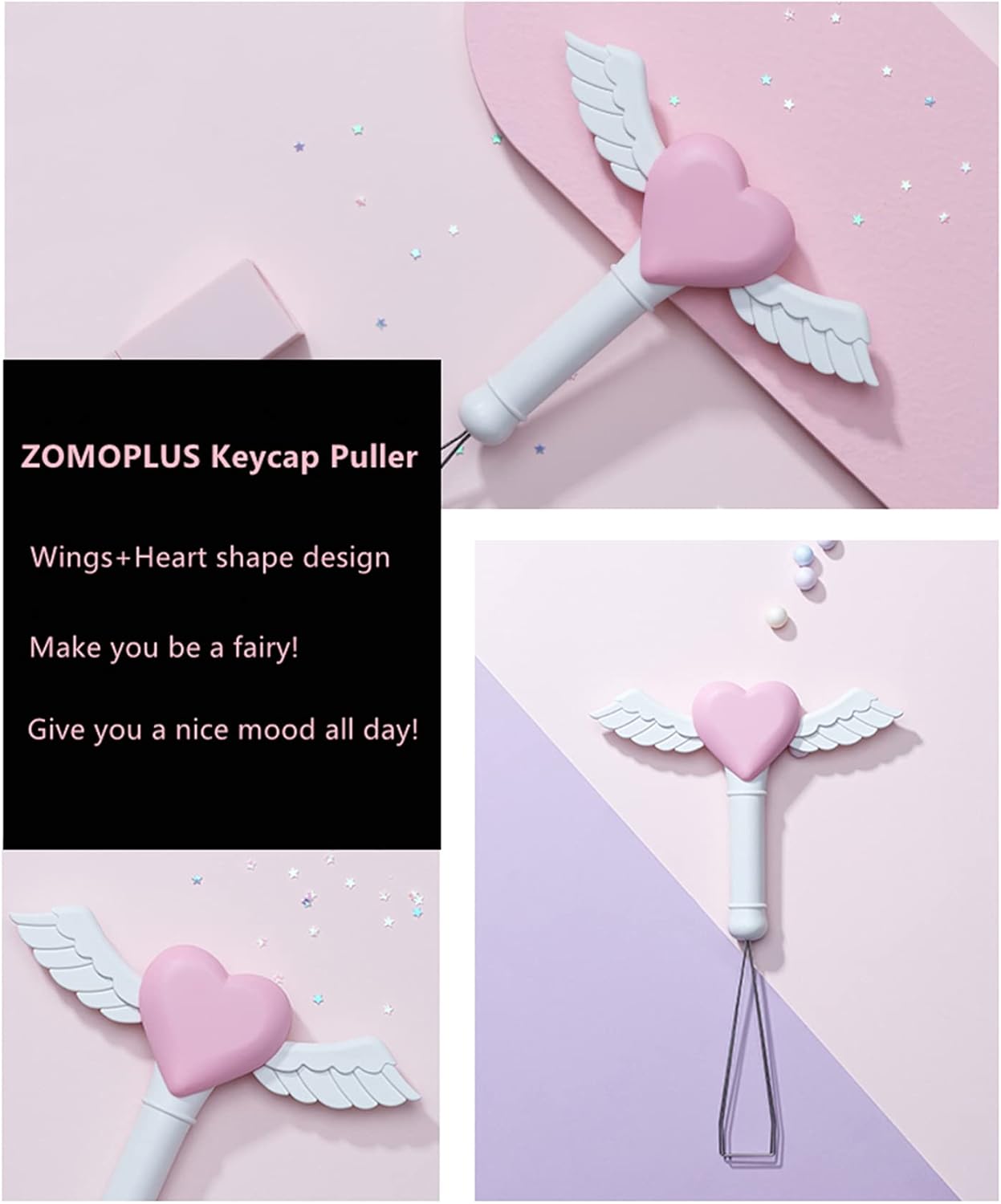 FKZ Keycap Puller, Fairy Wand - Custom Mechanical Keyboard Keycap Removal Tool for Cherry MX, Gateron, Outemu, Kailh Switches - QWERTY USB-C Keyboard DIY Accessory