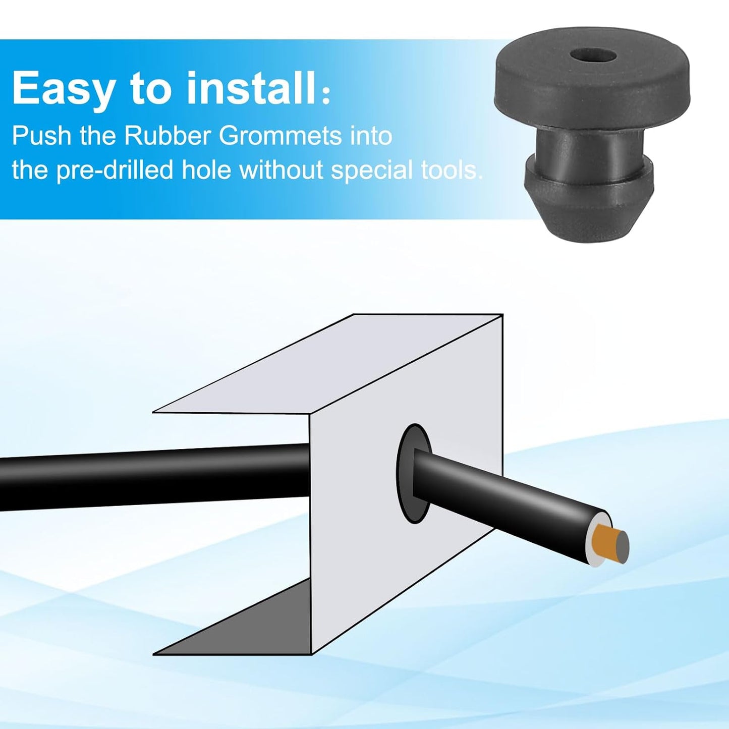 PATIKIL 5mm / 3/16 Inch Drill Hole,1/8 Inch ID Rubber Grommets, 15Pcs Top Hat Grommet for Wiring Eyelet Ring Gasket Automotive Firewall Cable Hole Plugs Wires Protection, Black