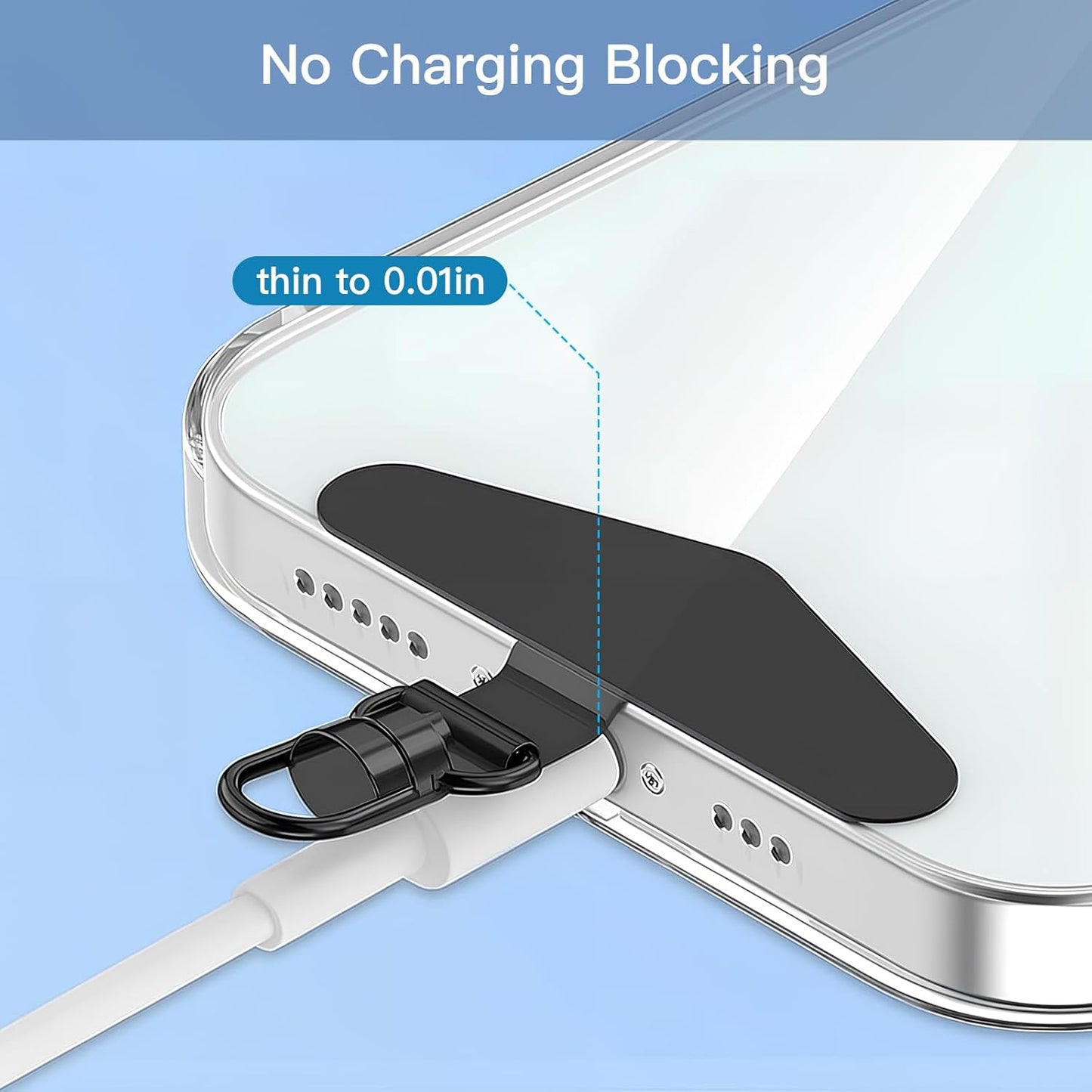 Adjustable Crossbody Cellphone Lanyard for iPhone, Includes 2 Lanyard,2 Pcs TPU phone tether tab, Black＋Clear