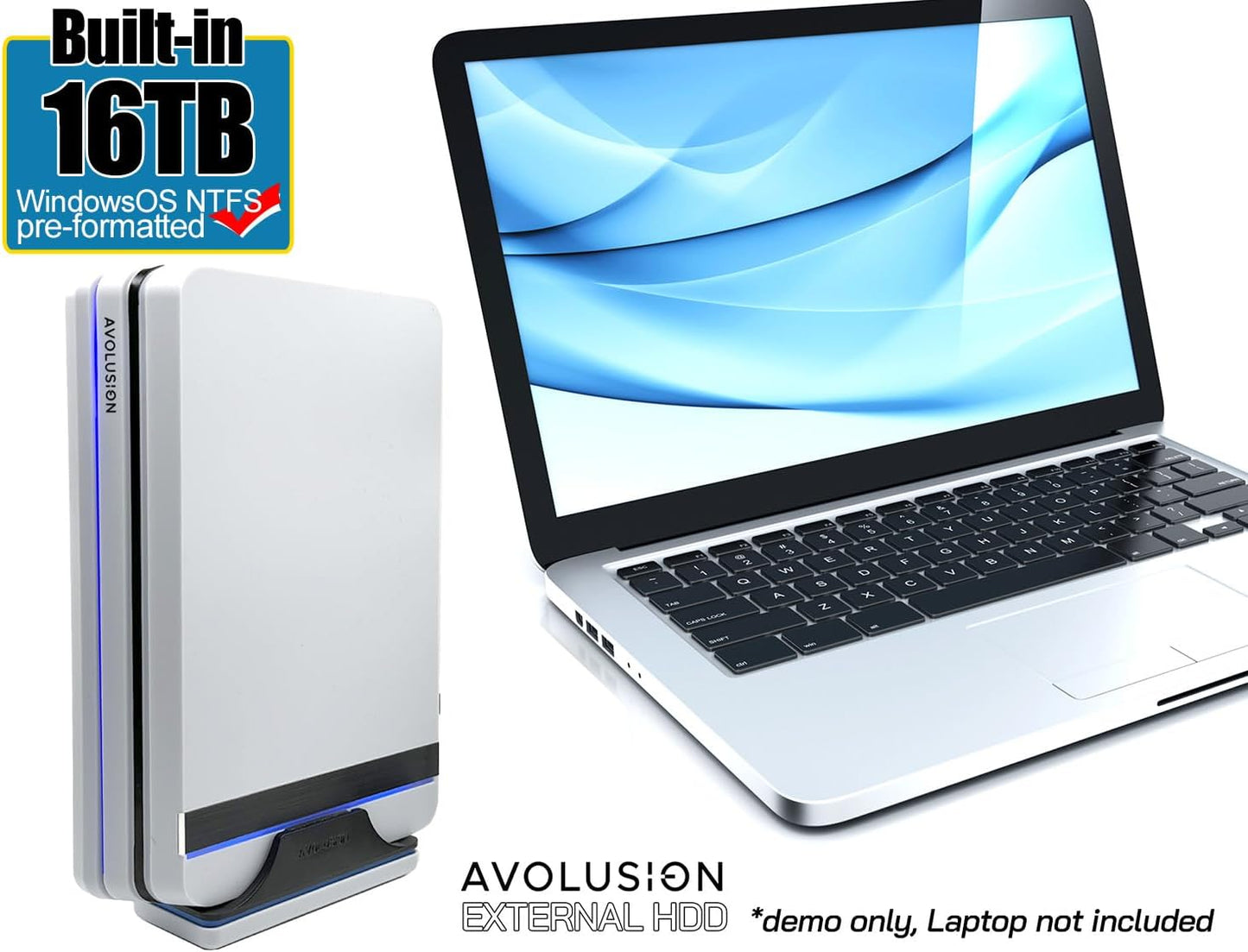 Avolusion PRO-X Series USB 3.0 External Hard Drive for WindowsOS Desktop PC/Laptop (White) - 2 Year Warranty (16TB) (Renewed)