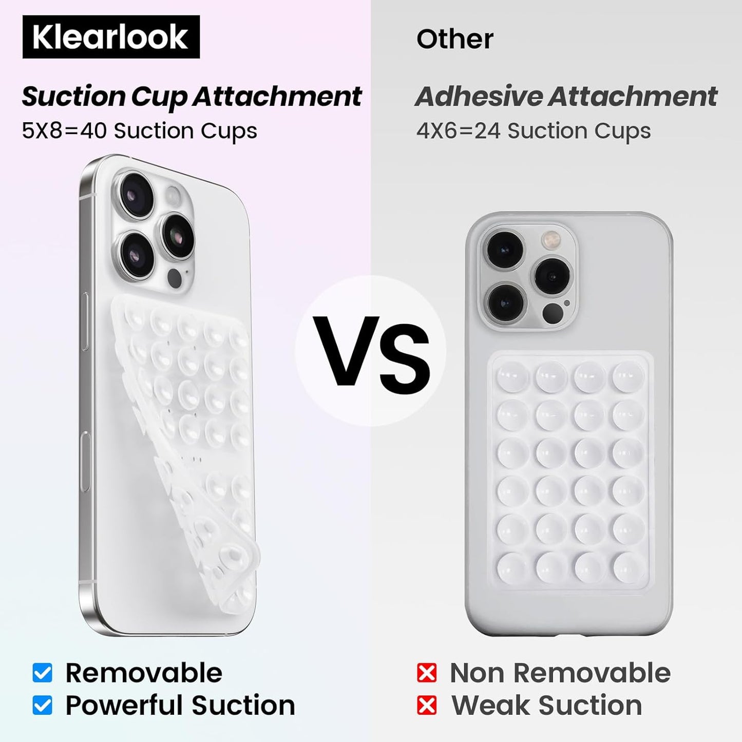 2PCS Silicone Suction Cup Phone Case Mount Double Sided, Hands-Free Phone Accessories Holder for Selfies and Videos, Silicon Sticky Phone Grip for iPhone and Android Transparent&Light Blue