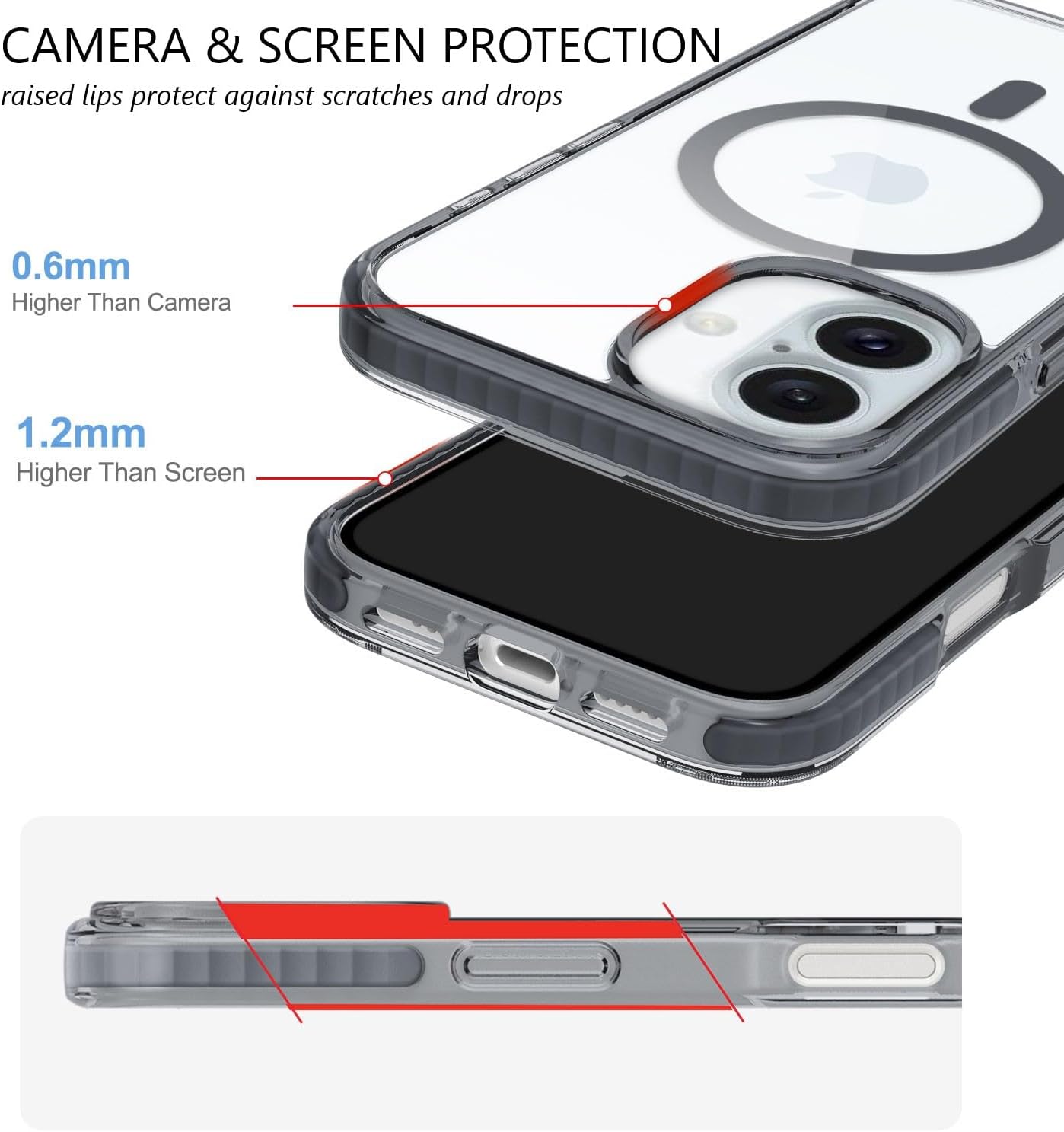 BELTRON Belt Case for iPhone 16, Slim Protective Transparent Case & Rotating Belt Clip Holster Combo (Compatible with MagSafe)
