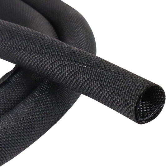 Black Braided Cable Management Sleeves Wire Loom Tubing Cord Protector Self-Wrapping (1/2"-12Feet)