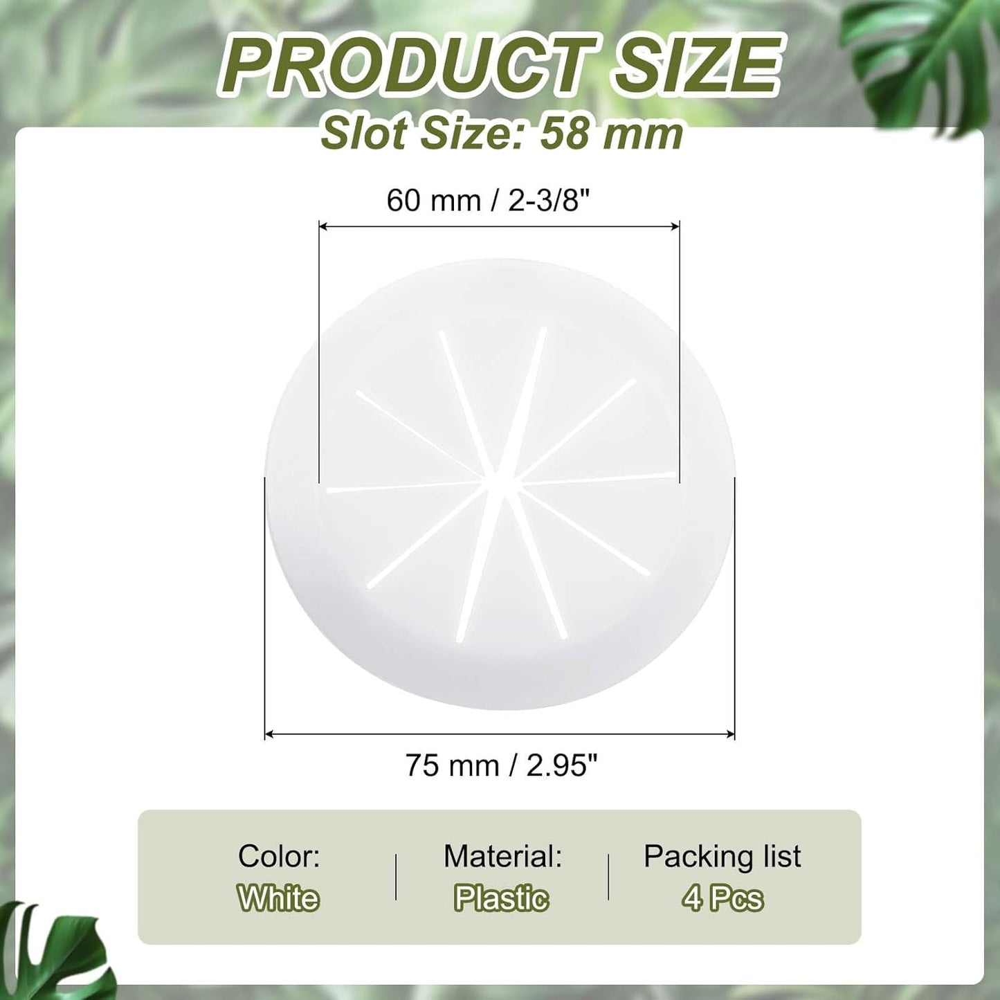 PATIKIL Desk Grommet 2-3/8", 4 Pcs Round Cable Grommet Cord Hole Cover with Adhesive Tape Flexible Table Wire Organizer for Office Home Table Countertop, White