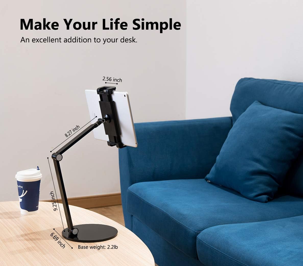 Surface Pro Stand, iPad Pro 12.9 Holder, Multi-Angle Adjustable Tablet Stand Holder for 4.7''- 13'' Screen Microsoft Surface Pro Series, iPad Pro 11/12.9, iPad, mini, Air and More (Black)