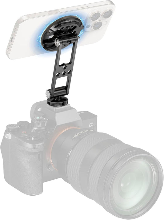 SMALLRIG Magnetic Metal Phone Mount with Cold Shoe Mount, Adjustable Rotatable Phone Tripod Holder Adapter for iPhone 17/16/15, Camera Monitoring, Tripods, Stabilizers - 5156
