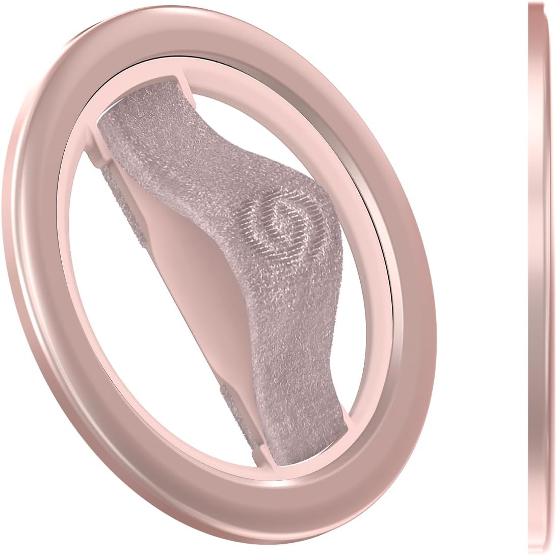 EWA MagOne Lite 3rd Gen Cell Phone Ring Holder, with Replaceable 360° Rotation Elastic Finger Strap, Phone Grip Compatible with iPhone MagSafe,15,14,13 Pro/Max/Plus-(Pink)