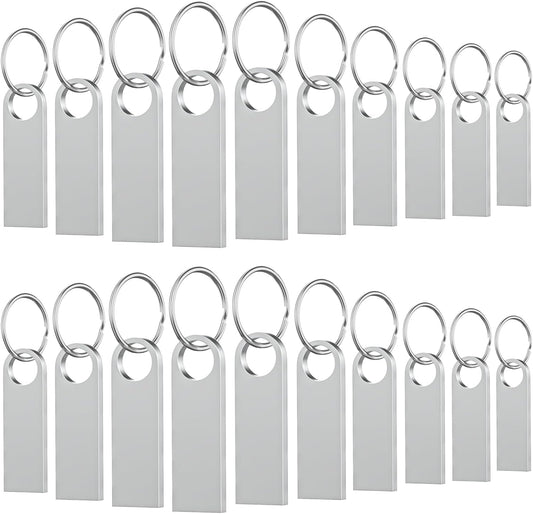 20 Pack 1GB USB Flash Drive with Keychains, Wooolken Sleek Metal USB 2.0 Thumb Drives Memory Stick for PC Laptop Computer(Sliver)