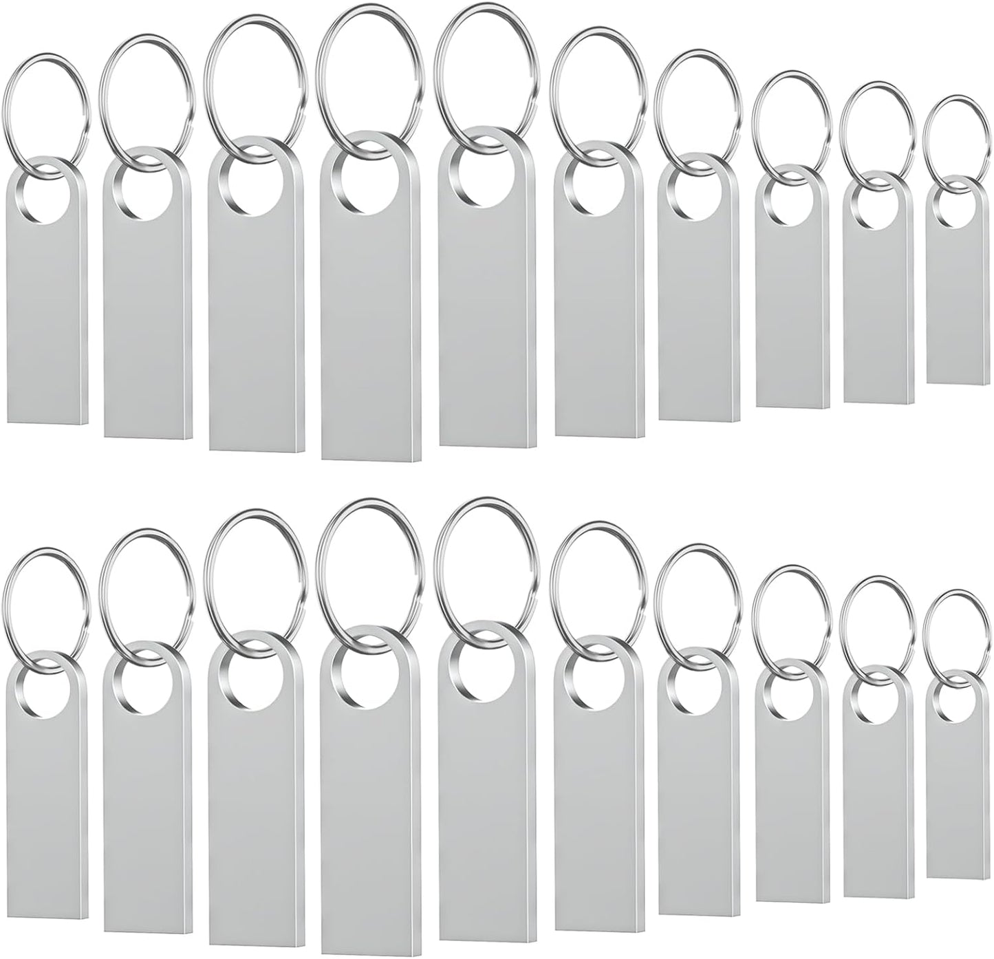 20 Pack 4GB USB Flash Drive with Keychains, Wooolken Sleek Metal USB 2.0 Thumb Drives Memory Stick for PC Laptop Computer(Sliver)
